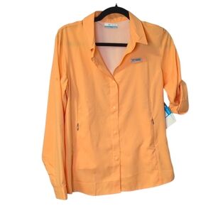 Columbia Omni-Shield PFG Tamiami Long Sleeve Orange Shirt Youth 18/20
